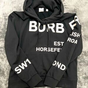Burberry Horseferry Print Oversized Cotton Drawstring Hoodie